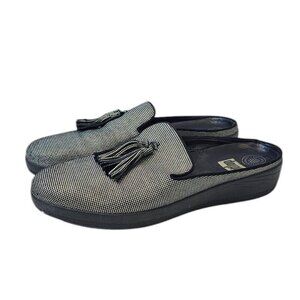Fitflop Womens Houndstooth Print Superskate Slip On Tassel Mules, Comfort, Sz 10